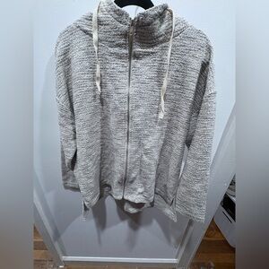 LOFT Cream and Gray Lounge Hoodie